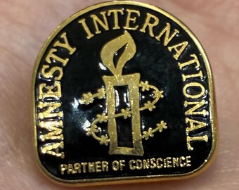 Vintage Amnesty International Partner Of Conscience Enamel Lapel Pen