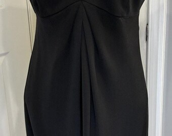 Vintage 90’s Scaravelli 100% Silk Black Cocktail Dress Size 6 Lace V-Neck Shift