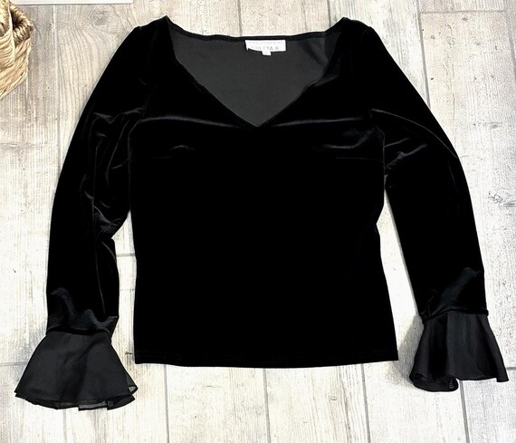 Vintage Chetta B Peter Noviello Sherrie Bloom Black Velvet Whimsigoth Top Large