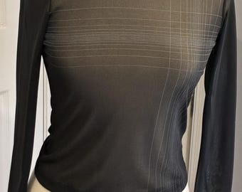 Vintage 90s Esprit Pinstripe Sheer Mesh Top - 90’s Minimalism - Medium