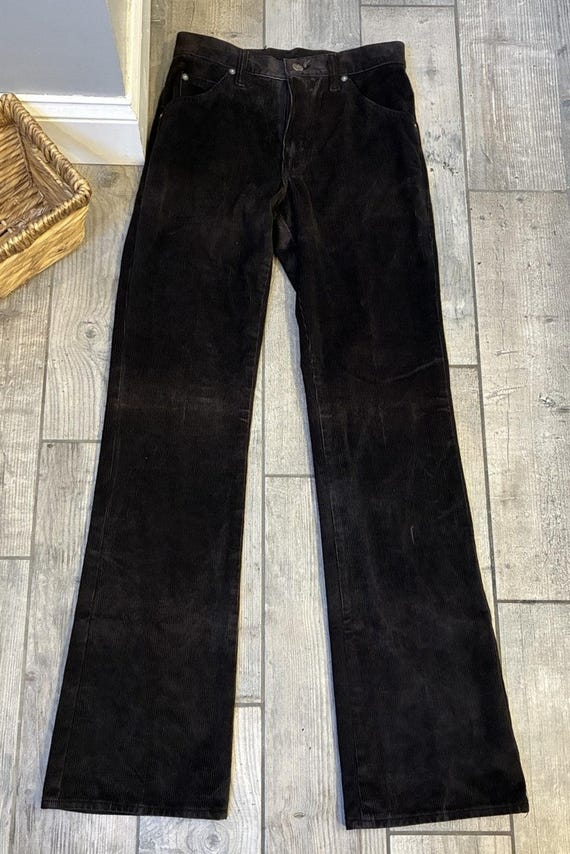 Lee, Vtg 80s Lee Riders Corduroy Flare Pants 30x34 Dark Espresso Brown Trousers USA