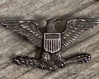 Vintage Sterling Silver Eagle Shield Pin Meyer Marked Military Insignia