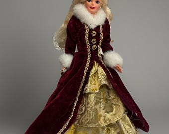 1996 Christmas Barbie Purple Eyes, Original Dress Torn, Hair Down, No Box