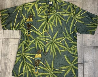 Vintage Tommy Bahama Love Bird 100% Linen Hawaiian Camp Shirt Small