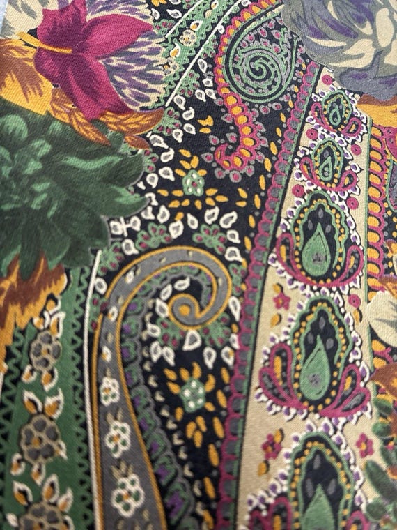 Rare Vintage Napoleon Silk Tie Paisley Floral Gold Plate Keeper Loop Jewel Tone View 2