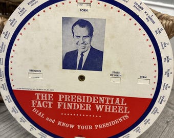 Vintage 1968 THE PRESIDENTIAL Fact Finder Wheel Richard Nixon 8"