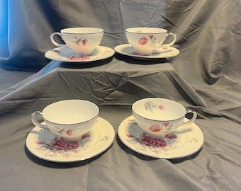 Vintage Mieto Norleans Princess Pattern Japan Cup And Saucer Set Of 4