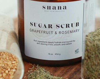 Grapefrukt Rosmarin Sockerskrubb med 4 oljor och E-vitamin 473 ml | 227 ml