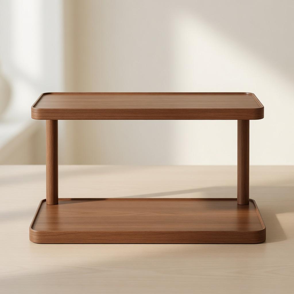 Wood Desk Organizer 2 Tier Bamboo Rack | Rustic Kitchen Counter Storage ...