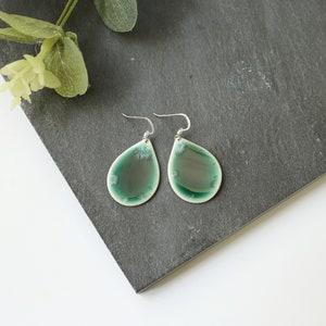Ceramics drop earrings Turquoise, porcelain