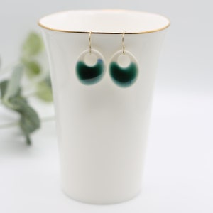 Ceramics drop earrings Turquoise, porcelain,small