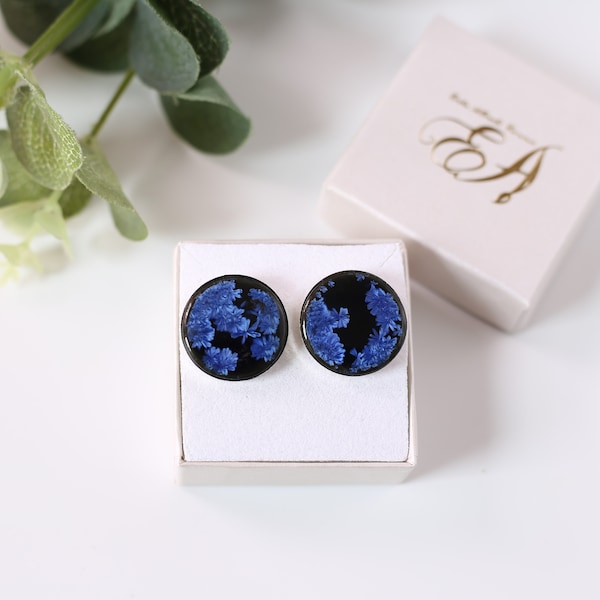 ceramic cufflinks, porcelain 'BLACK & ICE  BLUE'