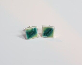 ceramic cufflinks, porcelain 'Emerald Green'