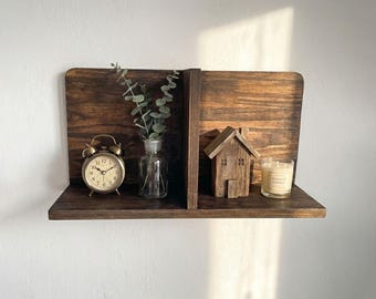 Shelf wall mounted decorative bookshelf natural pine wood water based paint art