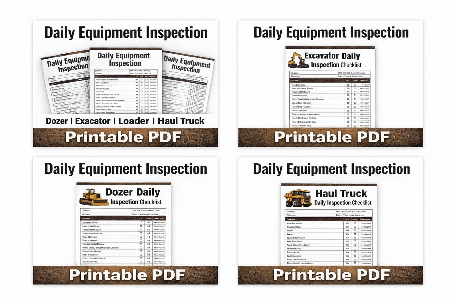 Loader Checklist Format Loader Daily Inspection Checklist | Heavy Equipment Pre Shift Form ...