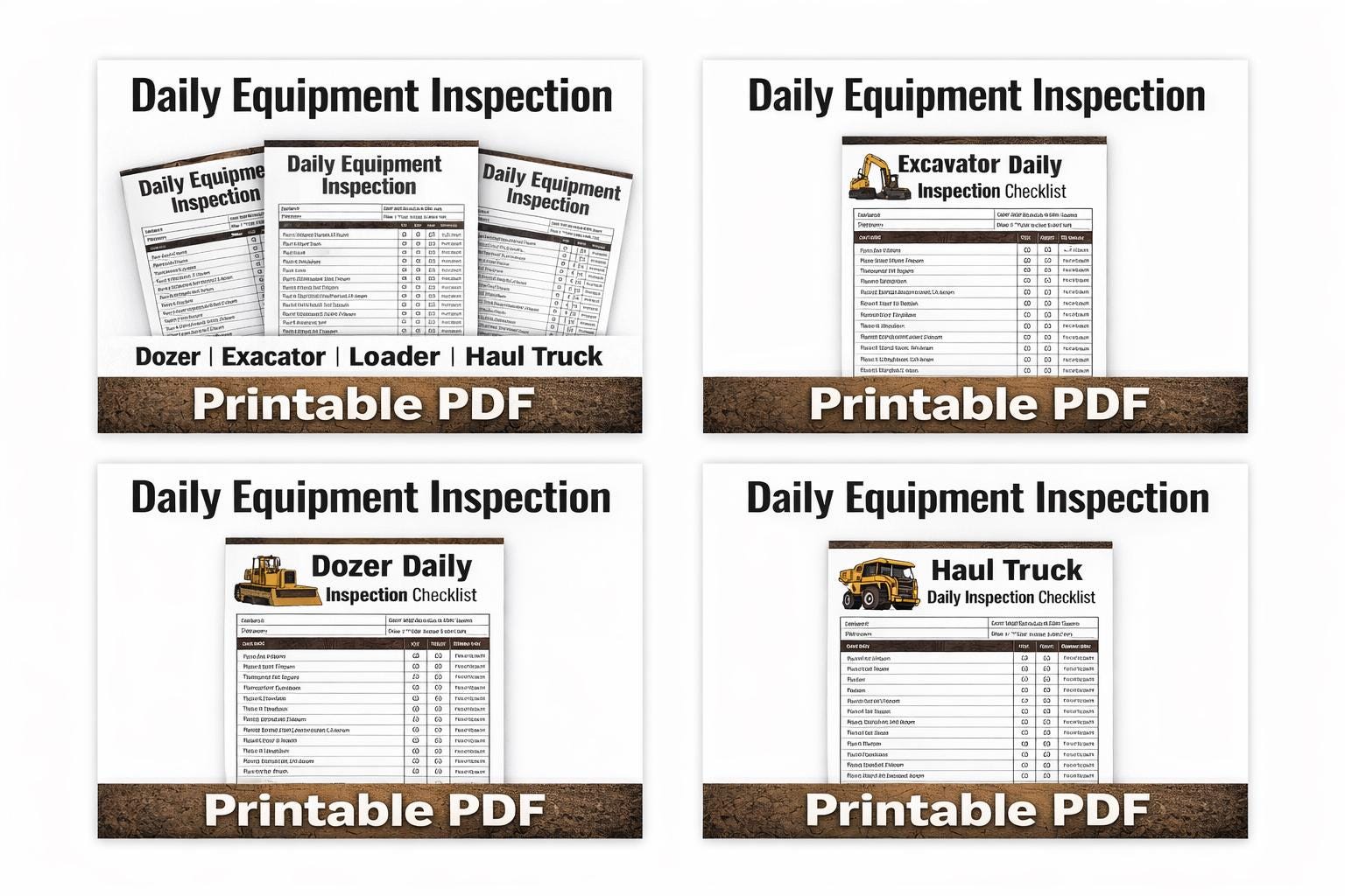 Loader Daily Inspection Checklist | Heavy Equipment Pre Shift Form ...