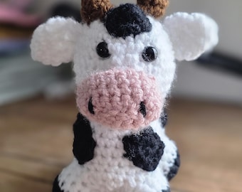 Handmade Crochet Cow Plushie – Soft Acrylic Yarn Farm Friend Toy