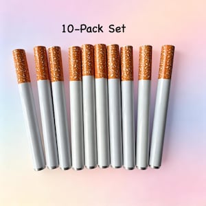 10-Pack Cigarette Shaped One Hitter Set, 3.25 inch Portable Durable Metal Accessories Kit