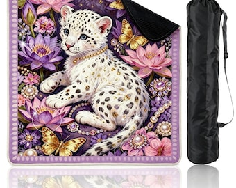 Preppy Little Leopard Mahjong Mat, Table Game Mat, Floral Tropical Game Night Tile Game Table Mat Gift for Players or Hosts