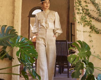 Northern Thai Handwoven Linen Clothing Set: Custom Tailored Style