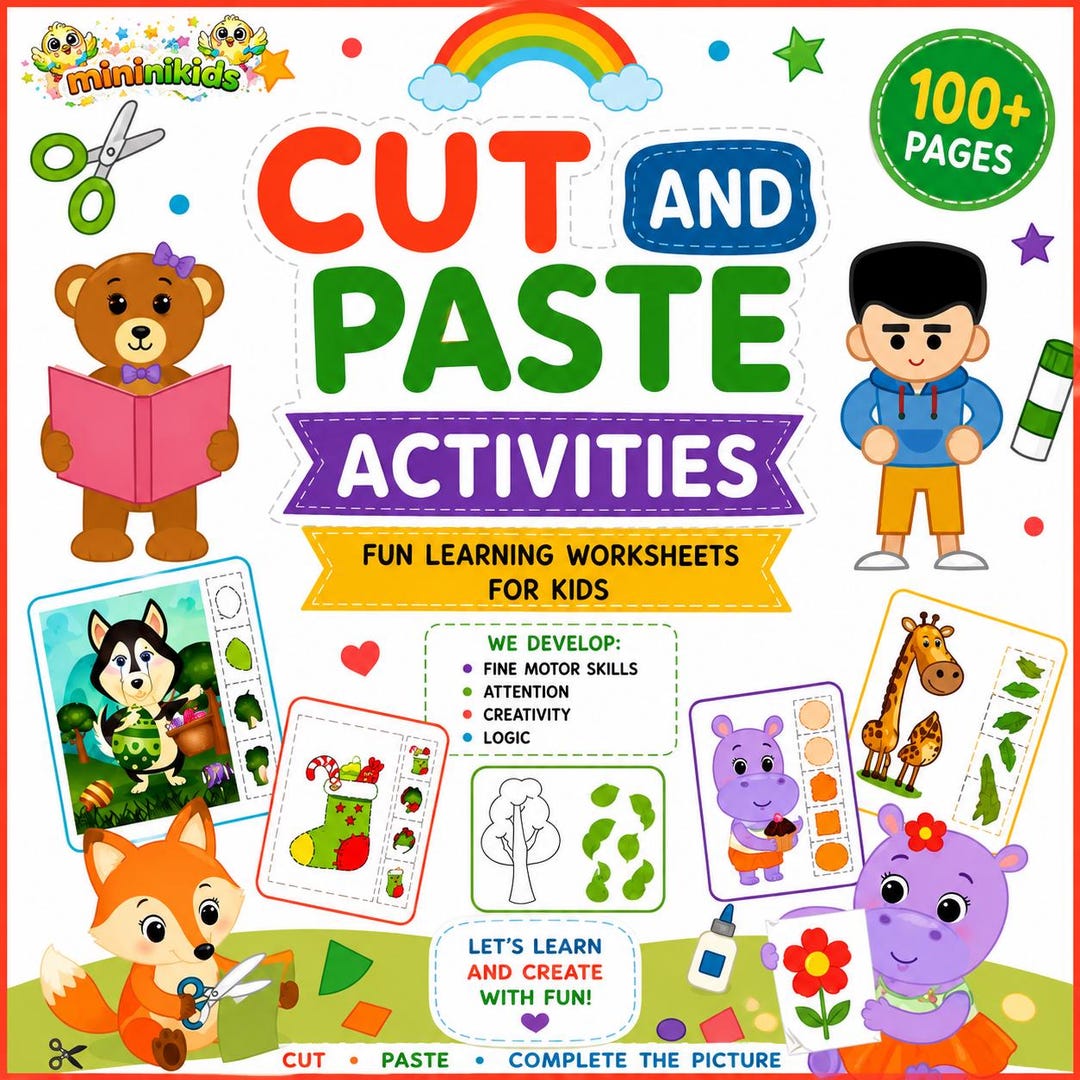 100+ Cut and Paste Activities for Kids, Printable Preschool Worksheets ...