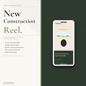 Video di presentazione di una nuova costruzione: modello Canva animato per agenti immobiliari.