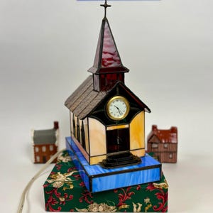 Stained Glass Vintage Church Lamp |⋆ ⟡| with Clock
