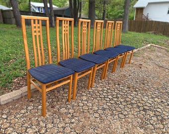 Set of 6 MCM Frank Lloyd Wright design dining chairs — IMS SRL, Made in Italy