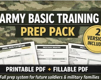 Army Basic Training Prep Pack Printable | Fillable PDF Recruit Checklist | Boot Camp Packing List | Military Ship Out Planner | Army Family
