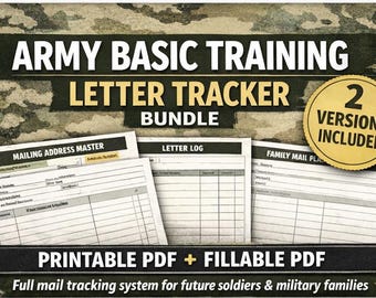 Army Basic Training Letter Tracker Printable | Recruit Address Book PDF |Military Mail Organizer | Boot Camp Letter Log | Family Planner