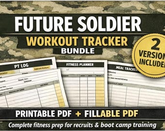 Future Soldier Workout Tracker Printable | Army Basic Training Fitness Planner | Pre Boot Camp PT Log | Fillable Recruit Workout PDF