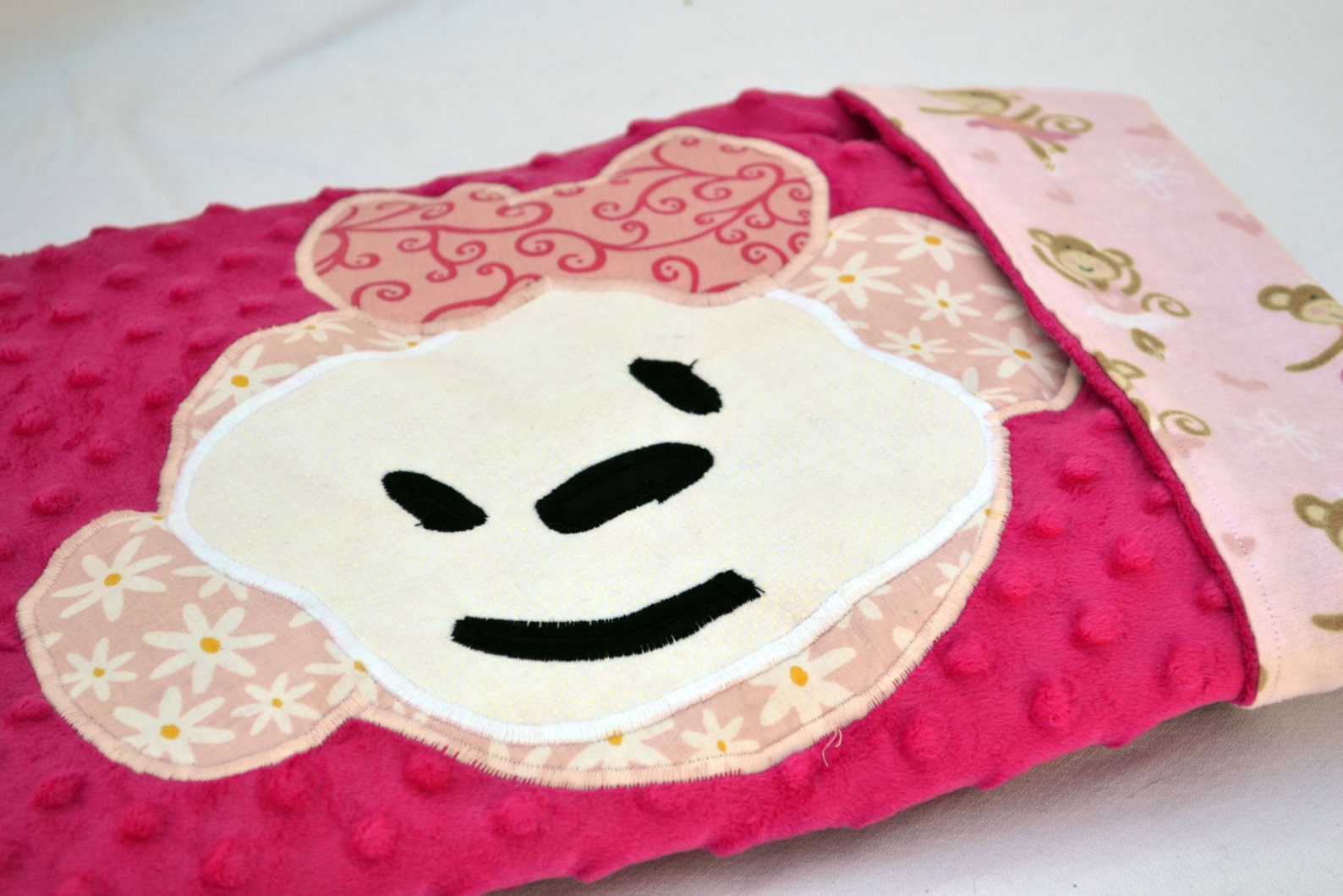 Pink Monkey Minky Baby Blanket Quilted Toddler Blanket Etsy