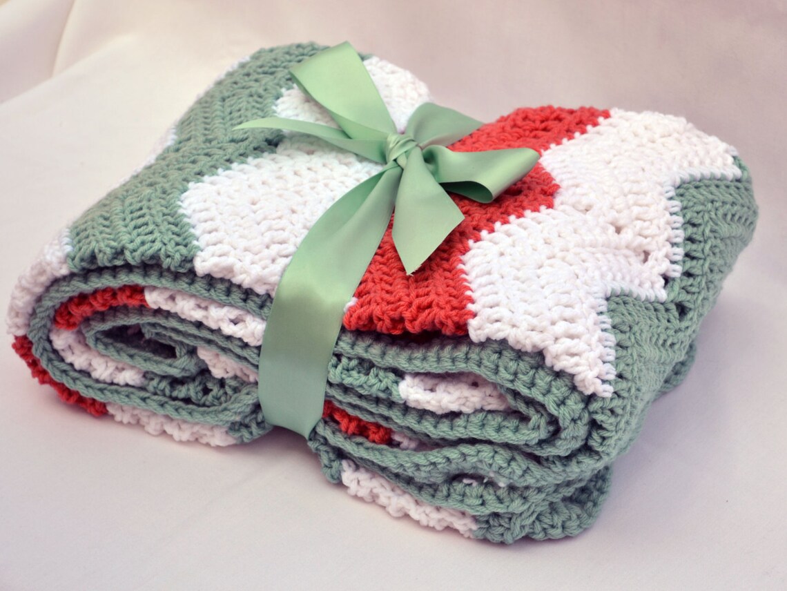 Queen Size Large Chevron Crochet Blanket Crochet Afghan Etsy