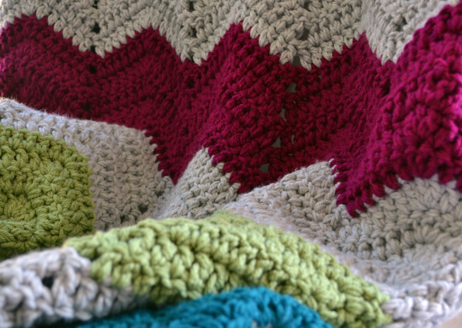 Large chevron blanket double thick crochet blanket crochet Etsy