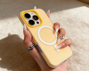Matte Candy Color MagSafe iPhone Case with Stand, Shockproof Acrylic Cover