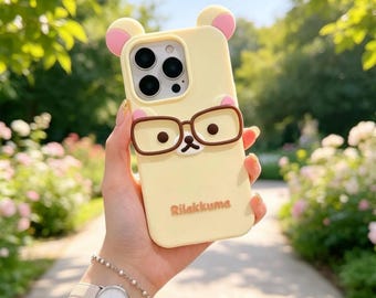 Glasses Bear Silicone iPhone Case: Cartoon Soft Protective Cover