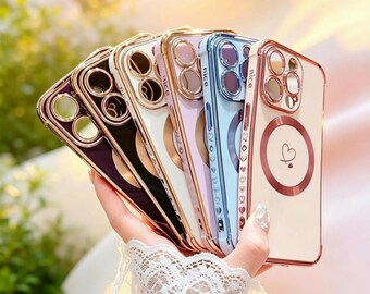 Luxury Magsafe iPhone Case with Plating Frame – Protective Silicone Bumper