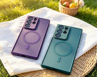 Luxury Matte Samsung Case, Magnetic Magsafe Cover for Galaxy S26 S25 S24 Ultra