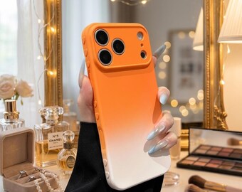 Gradient Love Heart iPhone Case, Color Block Slim Cover, Korean Ins Style