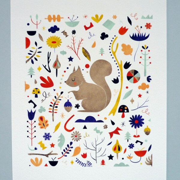 RESERVE FOR ELENI - Little Squirrel. 18x24 cm print by Sarah Andreacchio