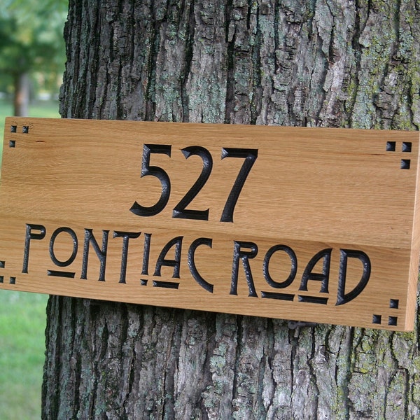 Mission Style Address Plaque: Custom Carved Wood Sign for Lodge / Cabin; Personalized Outdoor Wooden Address Sign; Family Name Plaque, AD-E