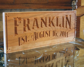 Rustic Wedding Gift; Personalized Last Name Sign; Custom Family Established Farm Plaque; Newlywed Country Decor; Engagement Wall Art; KN-C