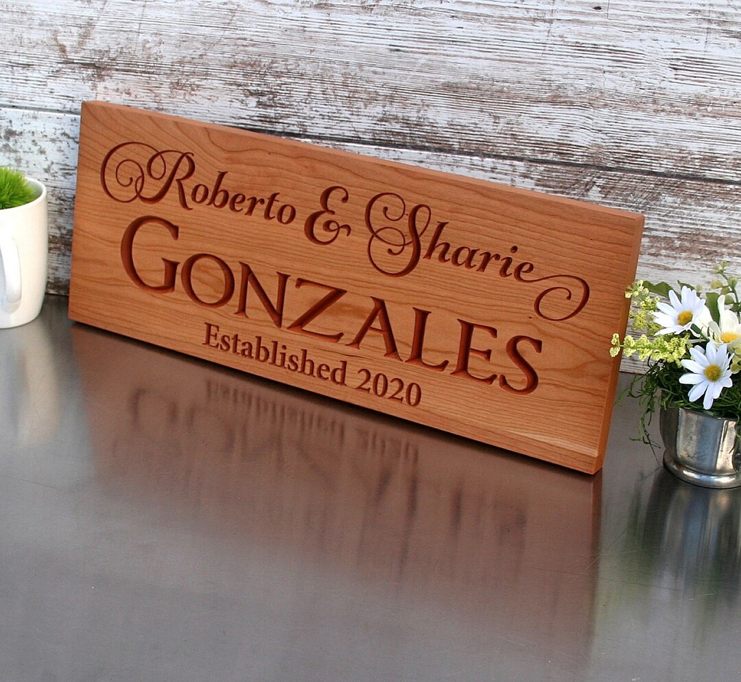 Personalized Wooden Family Name Sign, Parents Anniversary; Wedding ...