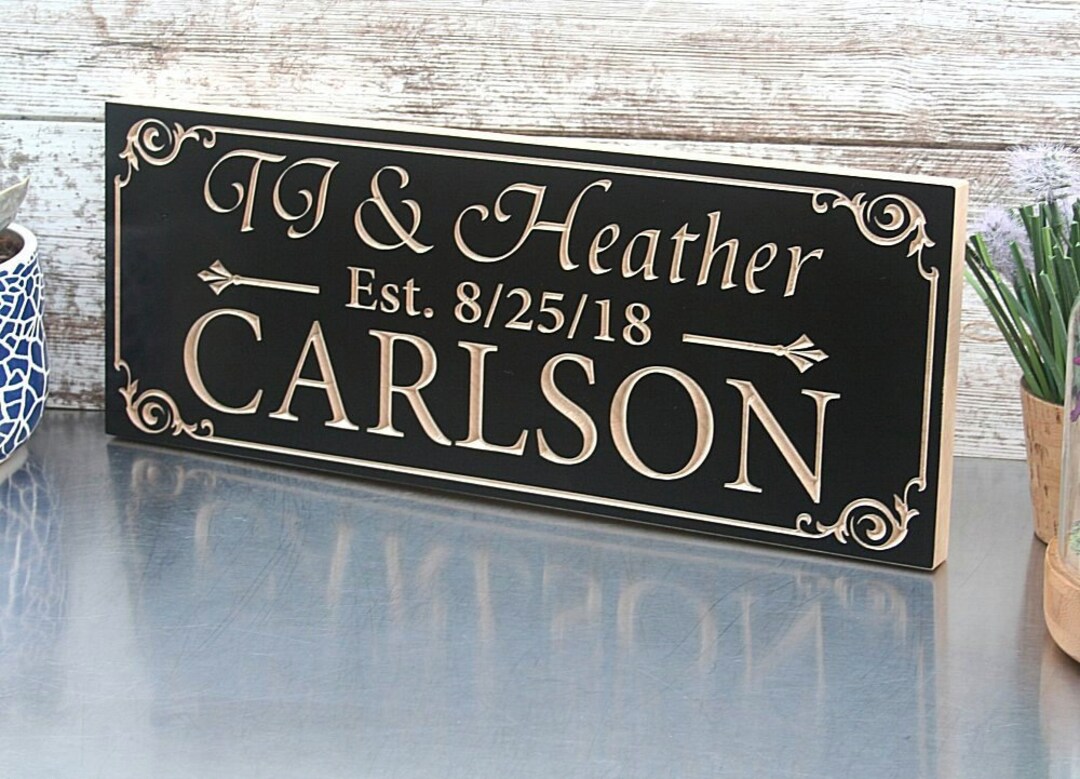 Family Name Sign Wood Established Sign Personalized Sign Carved Wooden ...