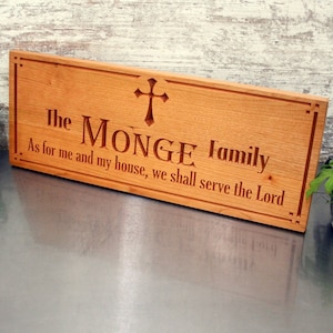 Personalized Family Name Sign, Custom Wedding Gift, As for me and my house we will serve the Lord, Joshua 24:15, carved wood sign, ST-C