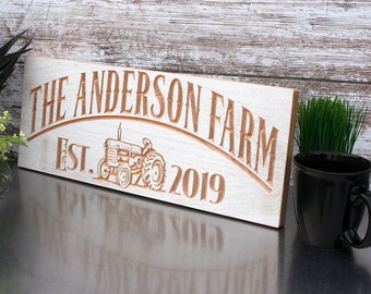 Farmer Gift; Personalized Tractor Farm Sign; Custom Family Ranch Established Plaque; Rustic Country Decor; Farmers Market Wall Art; JF-K