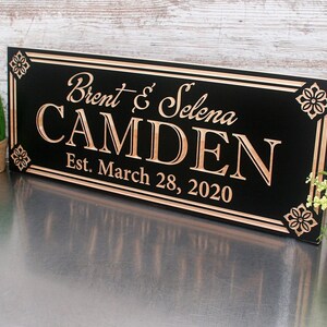 Personalized Last Name Wood Sign Name Sign Wedding Gift Engagement Gift Custom Wall Plaque Family Name Plaque 5th Anniversary Sign DC-B