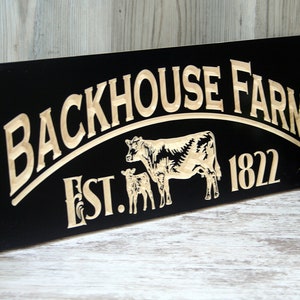 Custom Family Farm Sign With Cattle-cows Wood Last Name Ranch Sign ...
