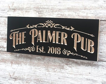 Custom Bar Sign Custom Pub Sign Craft Beer Sign Personalized Pub Sign Carved Wood Sign Benchmark Signs TV2-B