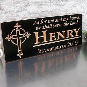 Personalized Family Name Sign Custom Wedding Gift As for me and my house we will serve the Lord Joshua 24:15 carved wood sign SL-B